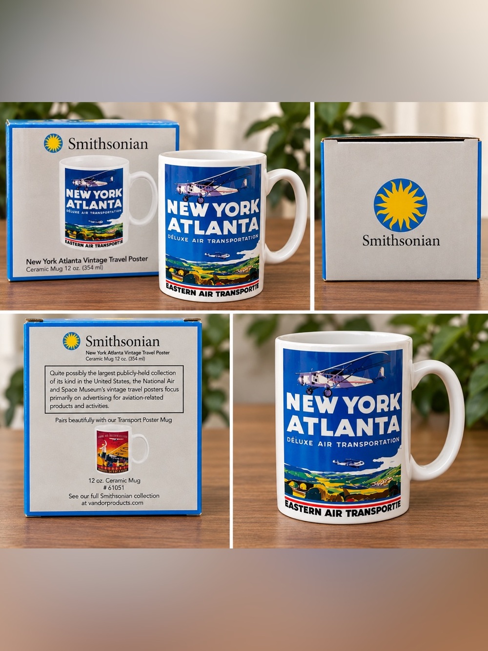 Smithsonian New York Atlanta Vintage Travel Poster Mug ✈️☕️